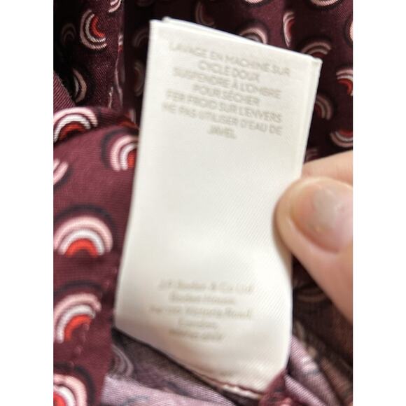 Boden Women's Belle Wrap Tie Waist Maroon Rainbow Long Sleeve Blouse Top - 14R - Picture 11 of 11